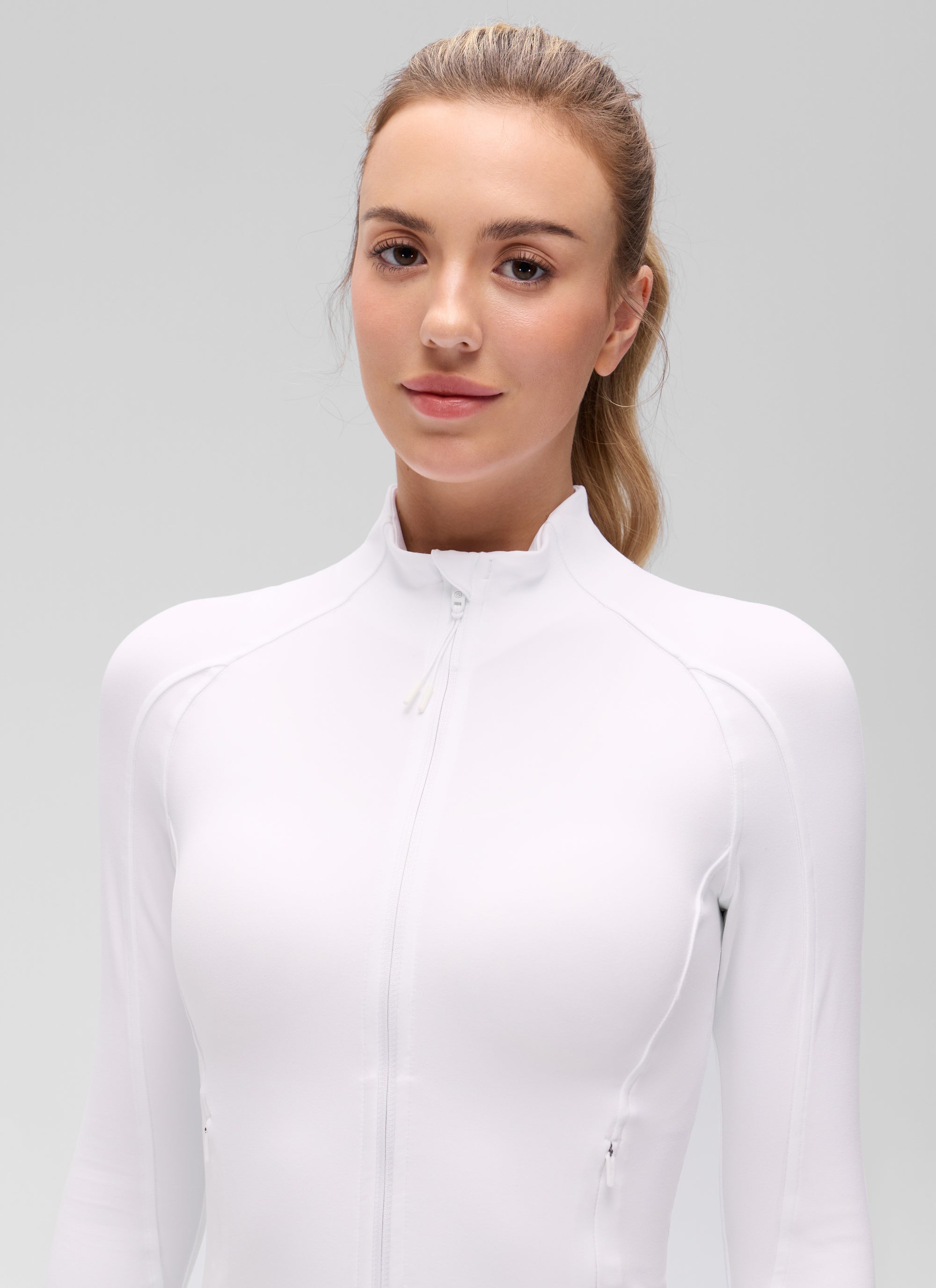 CRZ YOGA Butterluxe Chaqueta Corta con Bolsillos y Cremallera Completa blanco