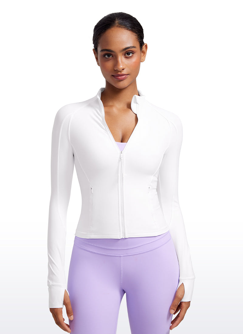 CRZ YOGA Butterluxe Chaqueta Corta con Bolsillos y Cremallera Completa Gris pardo