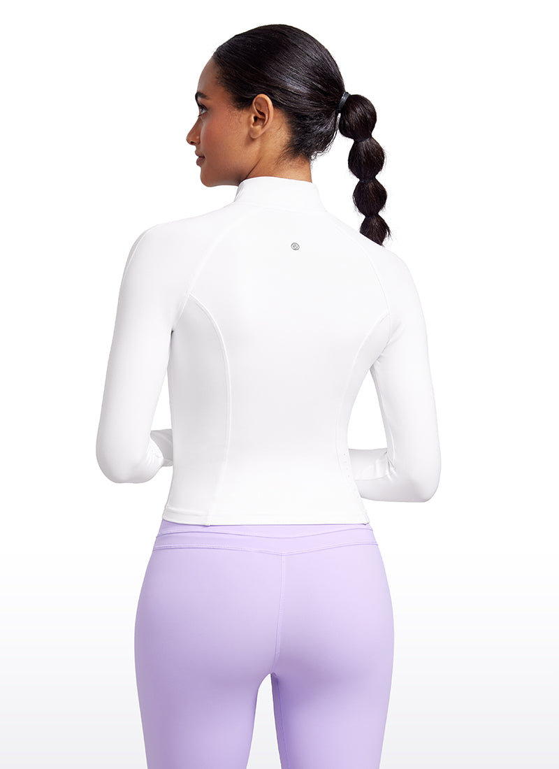 CRZ YOGA Butterluxe Chaqueta Corta con Bolsillos y Cremallera Completa blanco