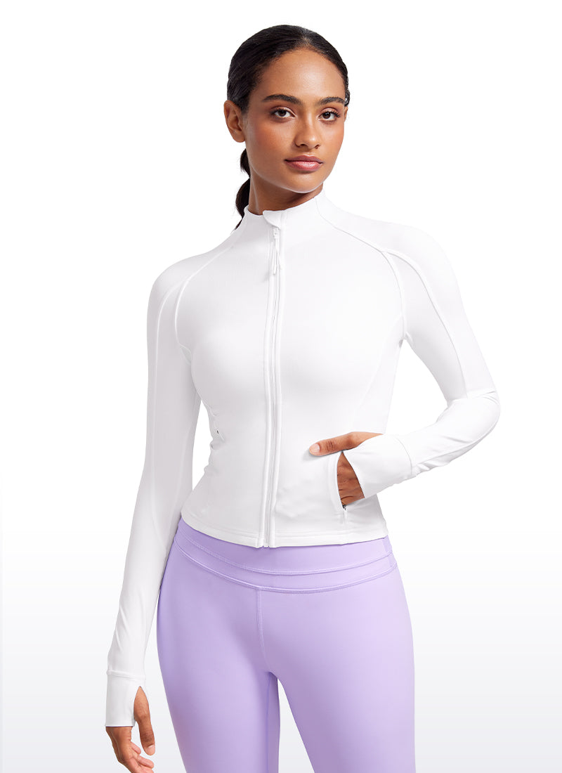 CRZ YOGA Butterluxe Chaqueta Corta con Bolsillos y Cremallera Completa blanco