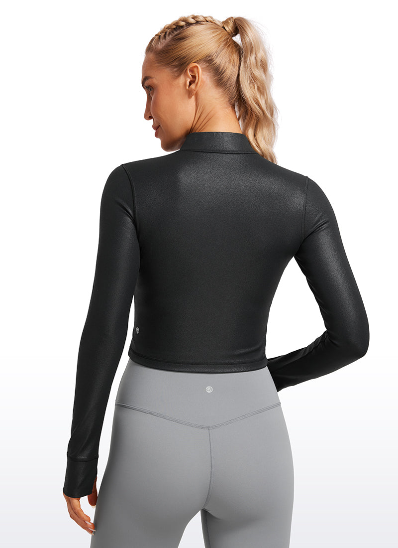 CRZ YOGA Chaquetas cortas Butterluxe Cremallera completa Cuero clásico negro