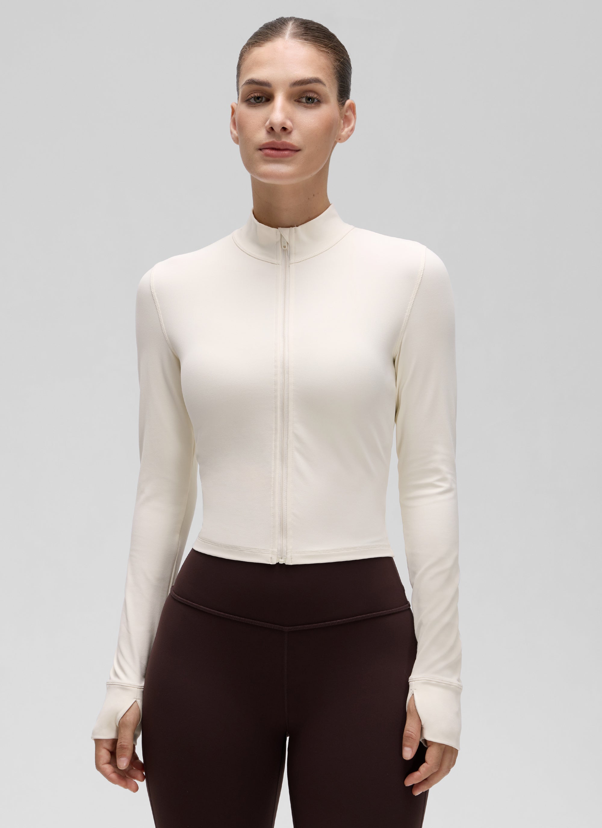 CRZ YOGA Chaquetas cortas Butterluxe Cremallera completa Albaricoque blanco