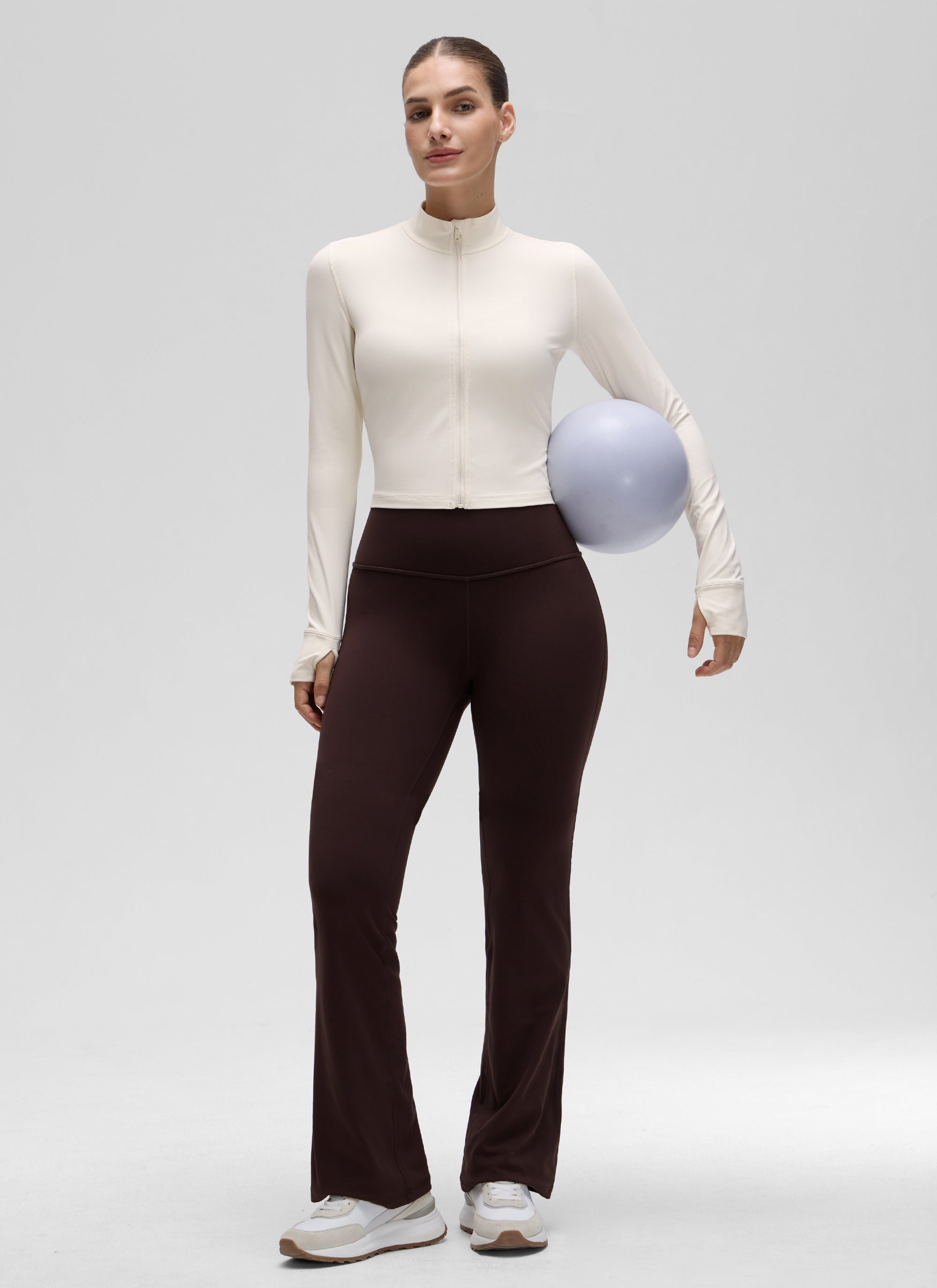 CRZ YOGA Chaquetas cortas Butterluxe Cremallera completa Albaricoque blanco