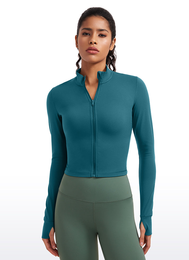 CRZ YOGA Chaquetas cortas Butterluxe Cremallera completa Verde Boreal