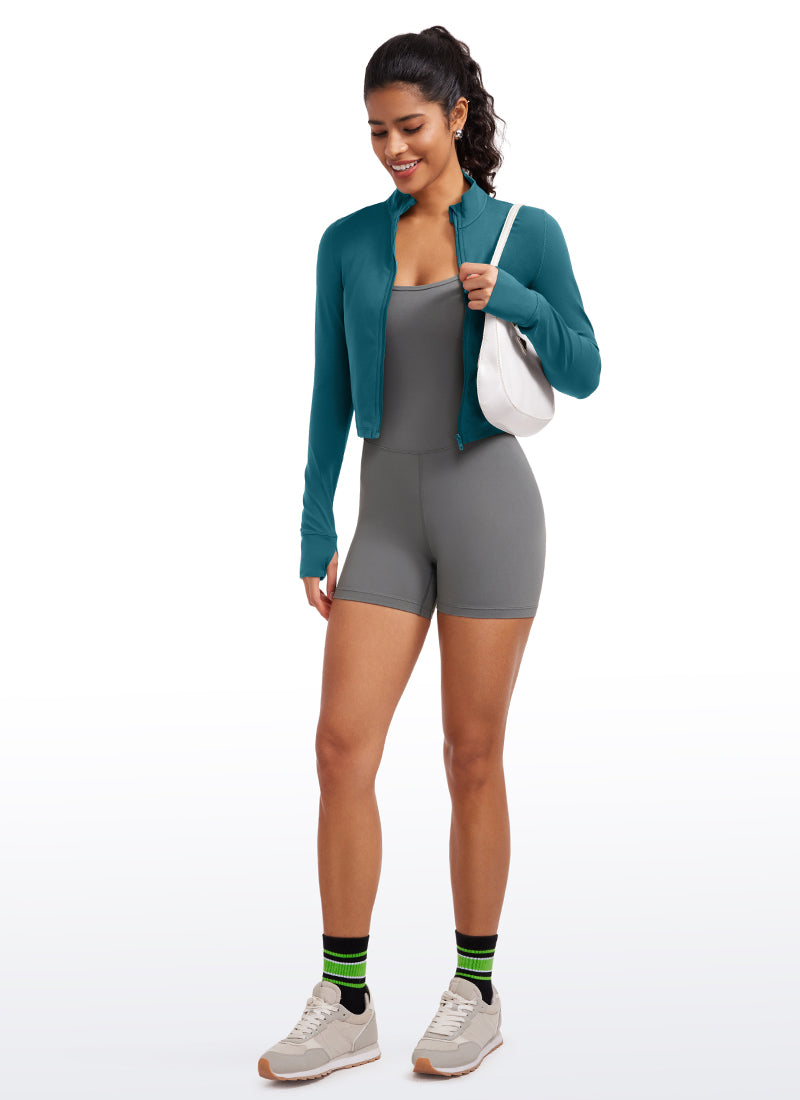 CRZ YOGA Chaquetas cortas Butterluxe Cremallera completa Verde Boreal