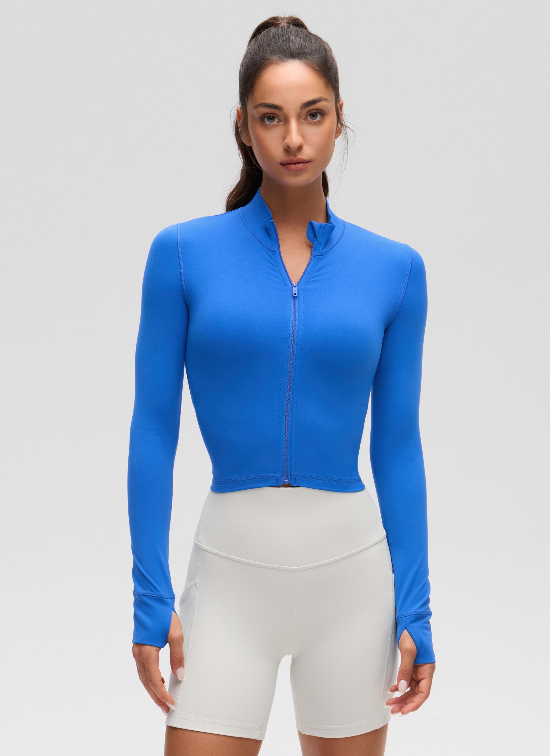 CRZ YOGA Chaquetas cortas Butterluxe Cremallera completa Azul Destello