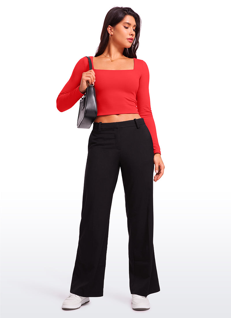 CRZ YOGA Mujer Ajustada Butterluxe Yoga Top Corto de Manga Larga Rojo Profundo