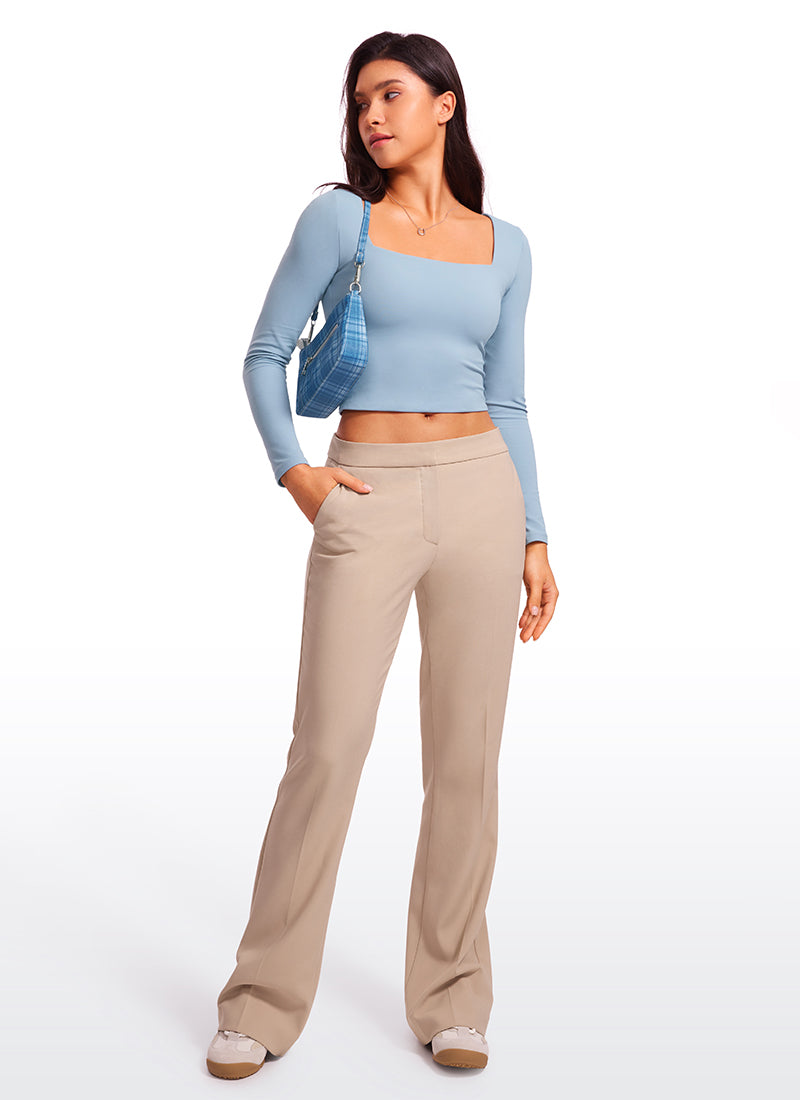 CRZ YOGA Mujer Ajustada Butterluxe Yoga Top Corto de Manga Larga Batista Azul