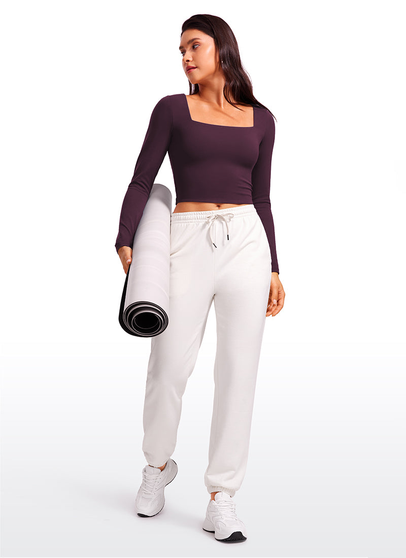 CRZ YOGA Mujer Ajustada Butterluxe Yoga Top Corto de Manga Larga Deep Purple
