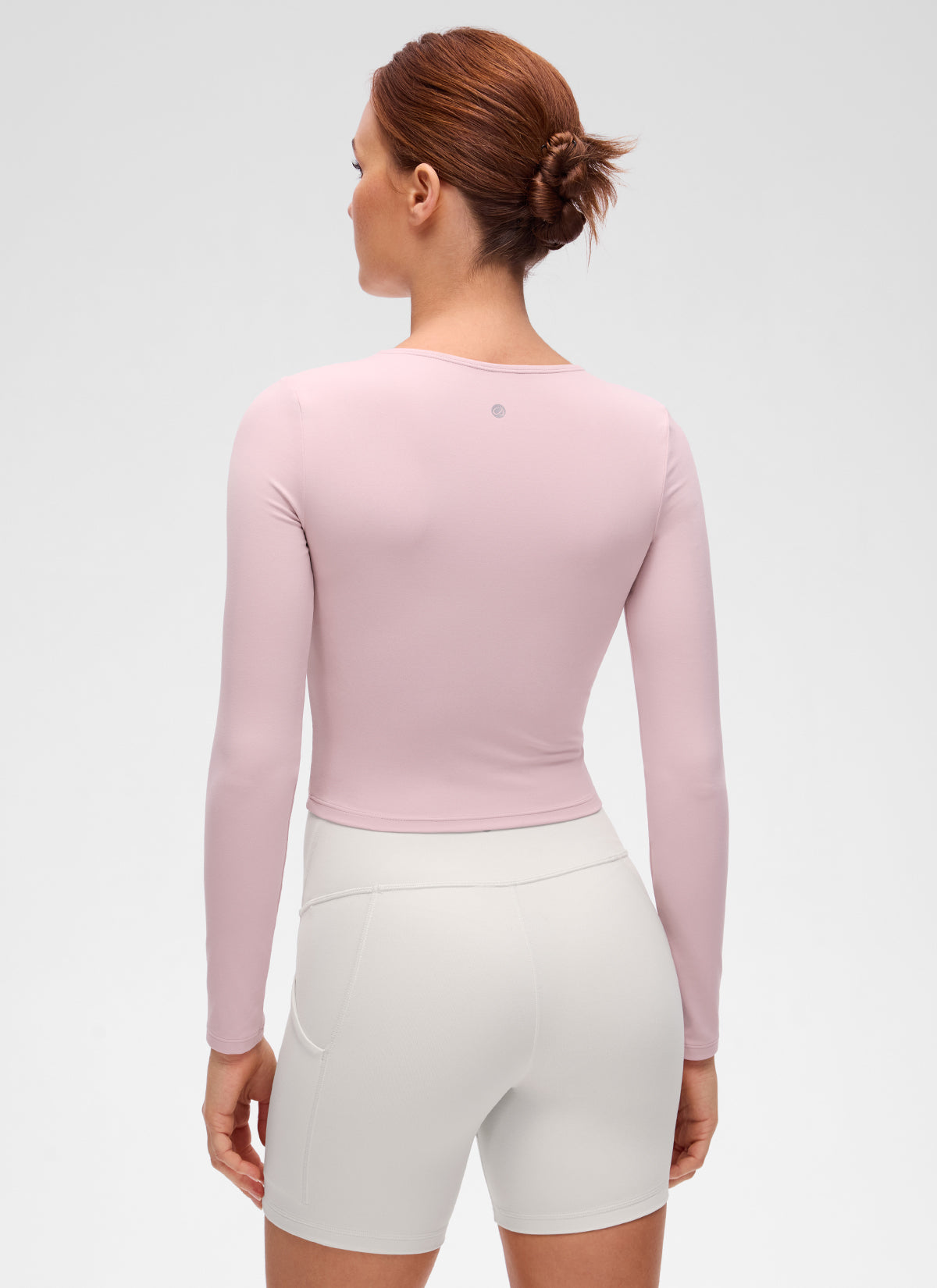 CRZ YOGA Mujer Camiseta Cropped de Manga Larga Slim Fit Butterluxe Haze Rosa