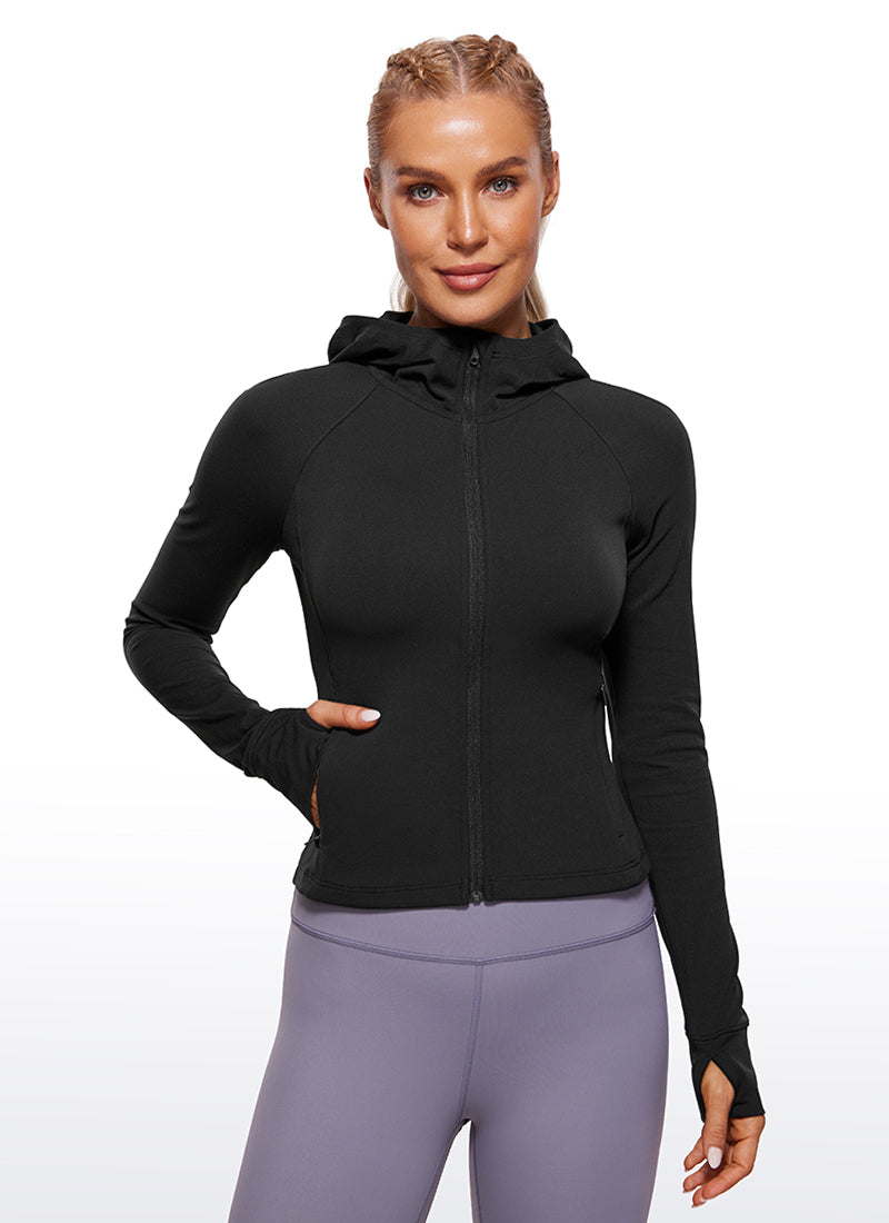 CRZ YOGA Sudaderas con capucha Butterluxe Cremallera completa Negro
