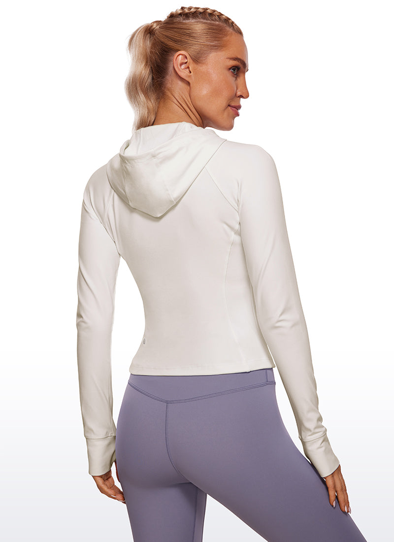 CRZ YOGA Sudaderas con capucha Butterluxe Cremallera completa Albaricoque blanco
