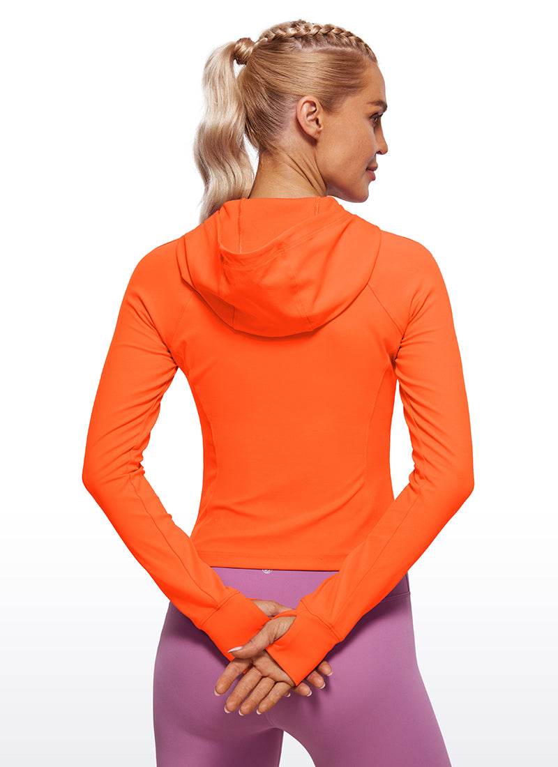 CRZ YOGA Sudaderas con capucha Butterluxe Cremallera completa Naranja Neón