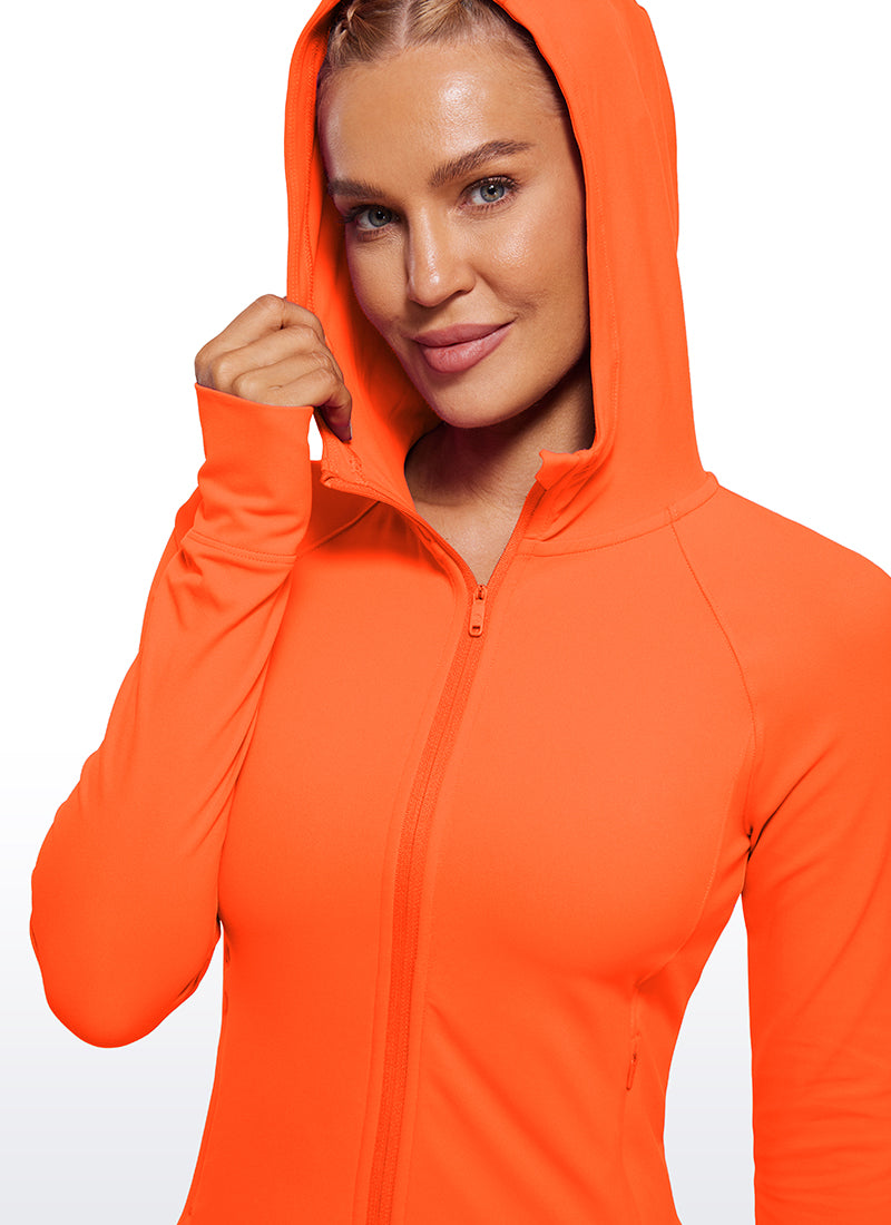 CRZ YOGA Sudaderas con capucha Butterluxe Cremallera completa Naranja Neón