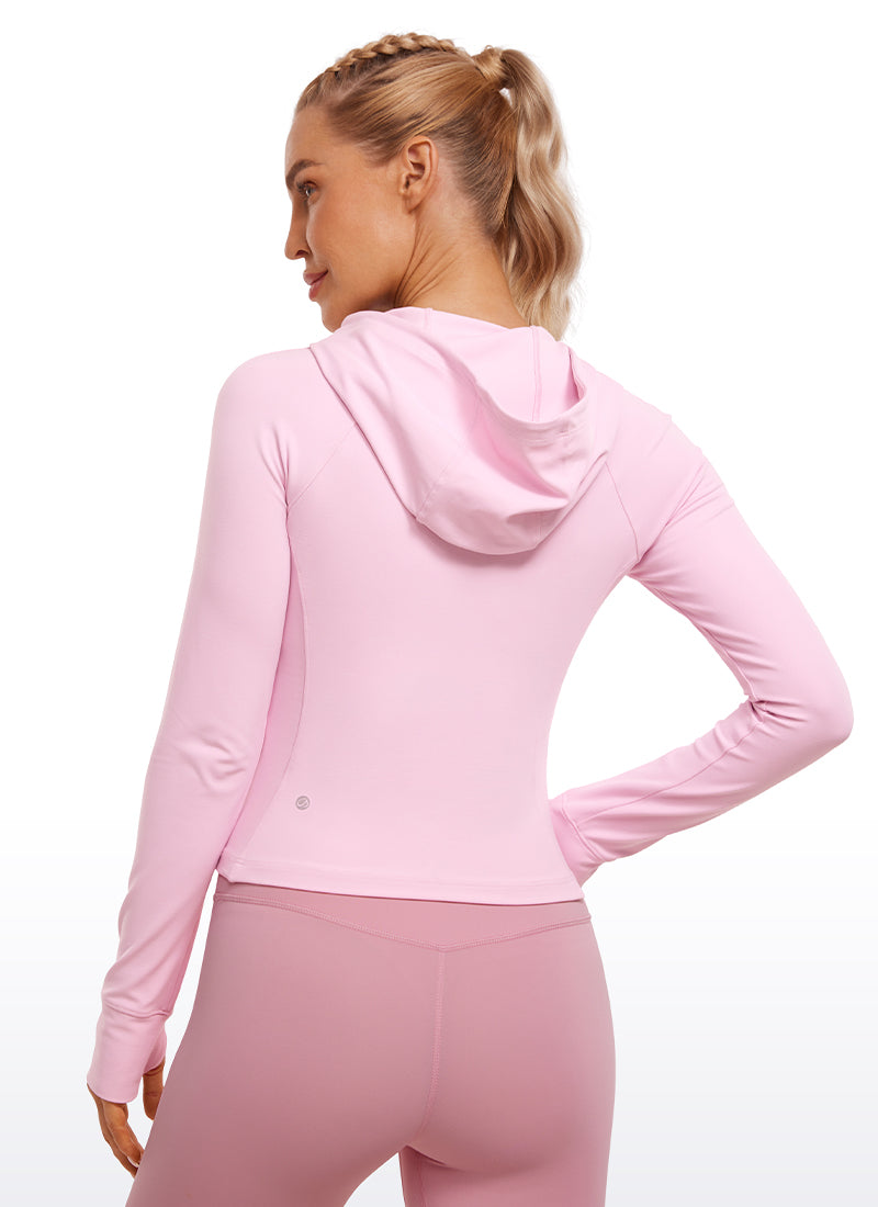 CRZ YOGA Sudaderas con capucha Butterluxe Cremallera completa Peonía Rosa