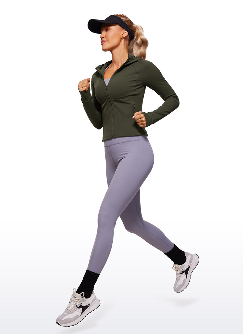 CRZ YOGA Sudaderas con capucha Butterluxe Cremallera completa Verde Oliva