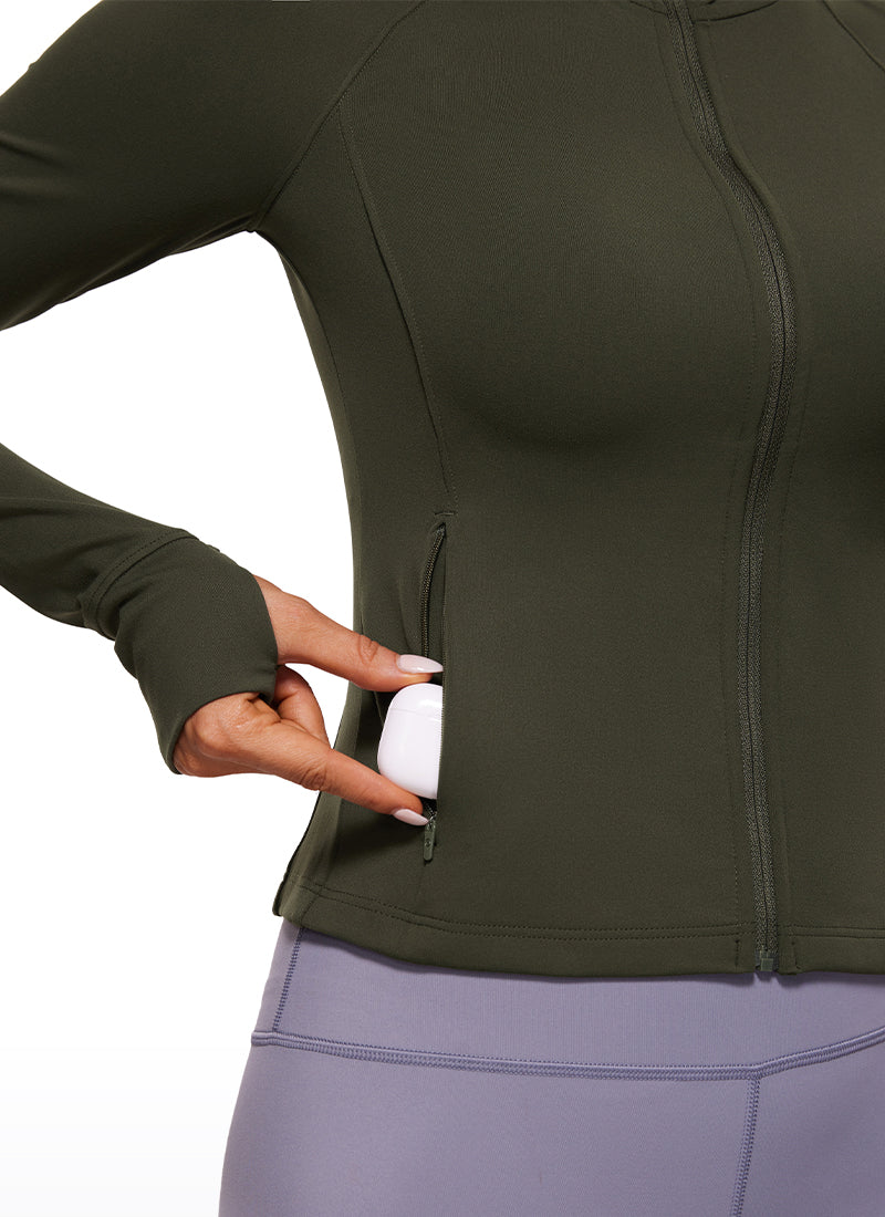CRZ YOGA Sudaderas con capucha Butterluxe Cremallera completa Verde Oliva