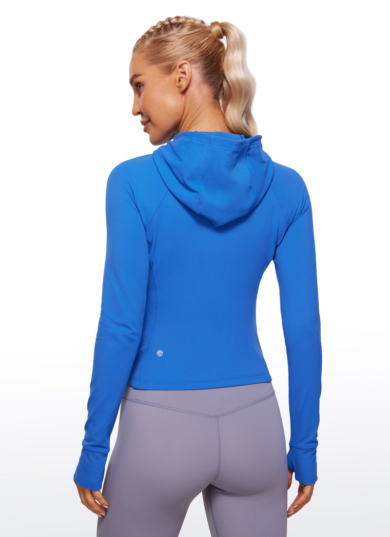 CRZ YOGA Sudaderas con capucha Butterluxe Cremallera completa Azul Destello