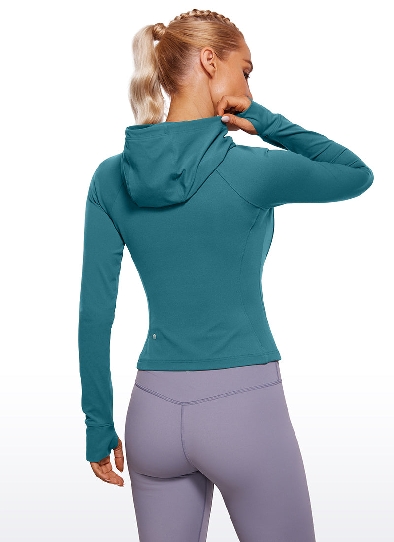 CRZ YOGA Sudaderas con capucha Butterluxe Cremallera completa Jade Verde