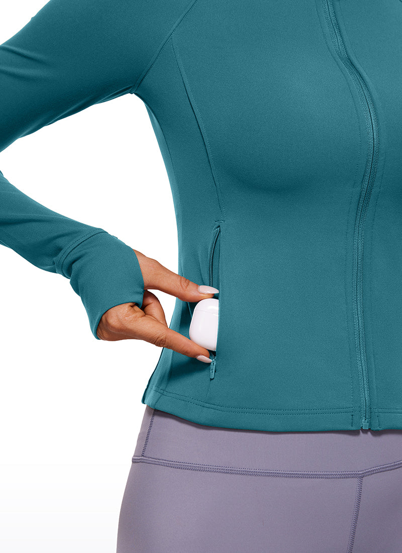 CRZ YOGA Sudaderas con capucha Butterluxe Cremallera completa Jade Verde