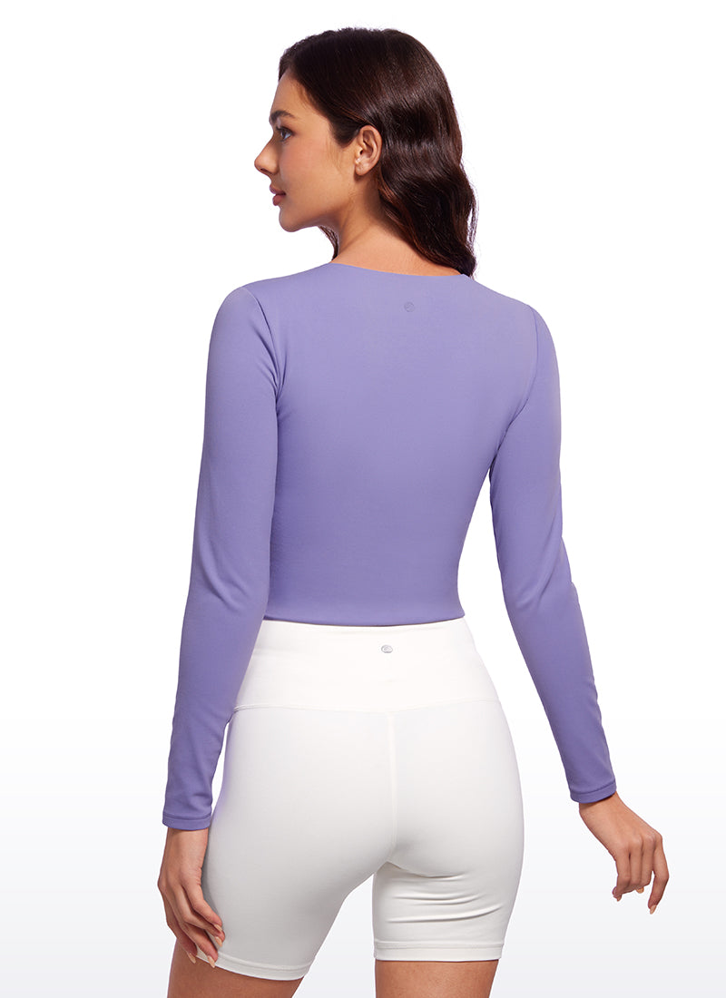 CRZ YOGA Butterluxe Camiseta Recortada de Mangas Largas para Mujer Lavanda Oscura Morada