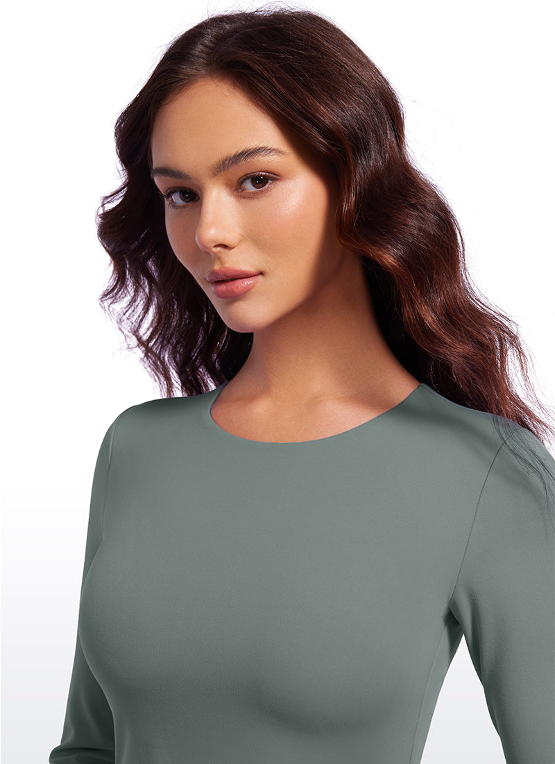 CRZ YOGA Butterluxe Camiseta Recortada de Mangas Largas para Mujer Salvia gris