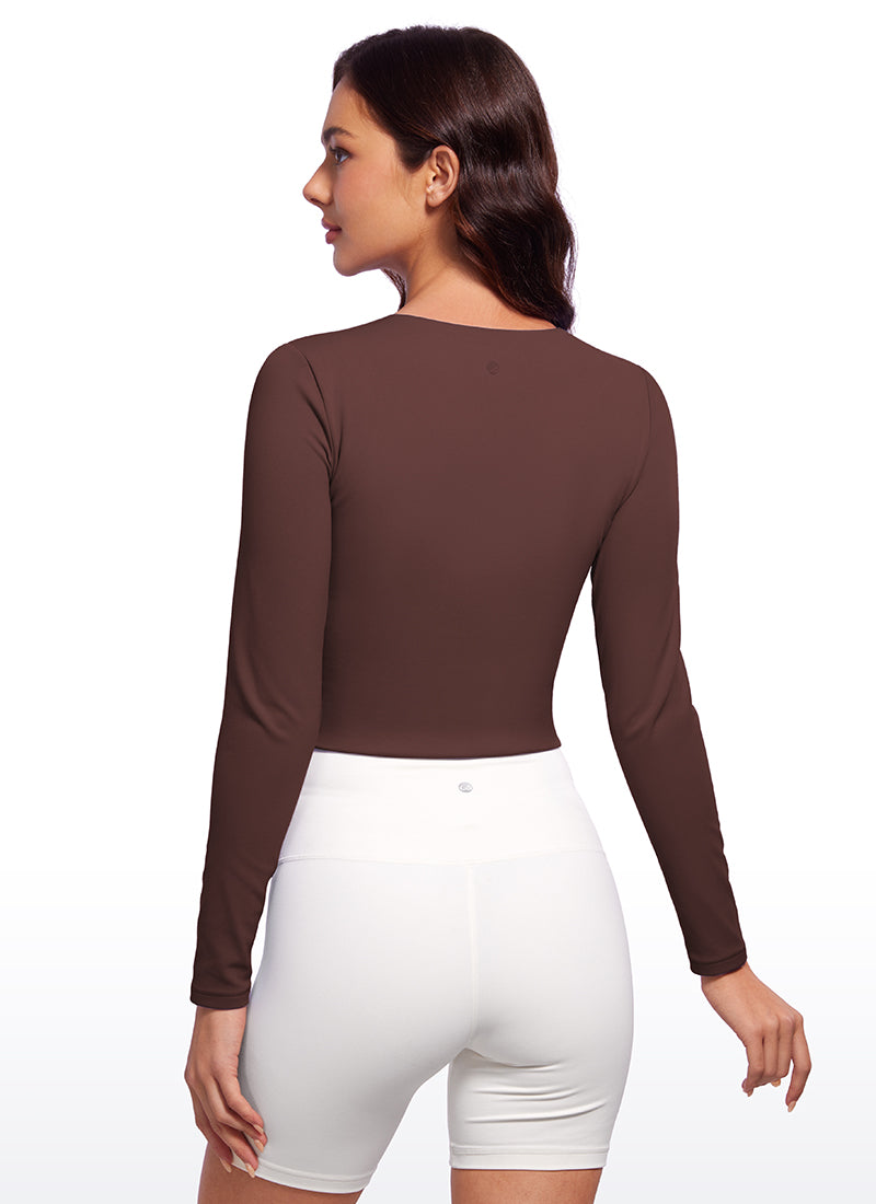 CRZ YOGA Butterluxe Camiseta Recortada de Mangas Largas para Mujer Gris pardo