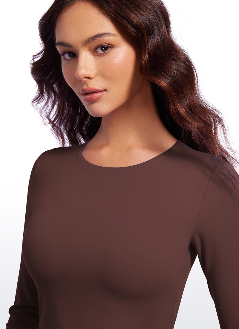 CRZ YOGA Butterluxe Camiseta Recortada de Mangas Largas para Mujer Gris pardo