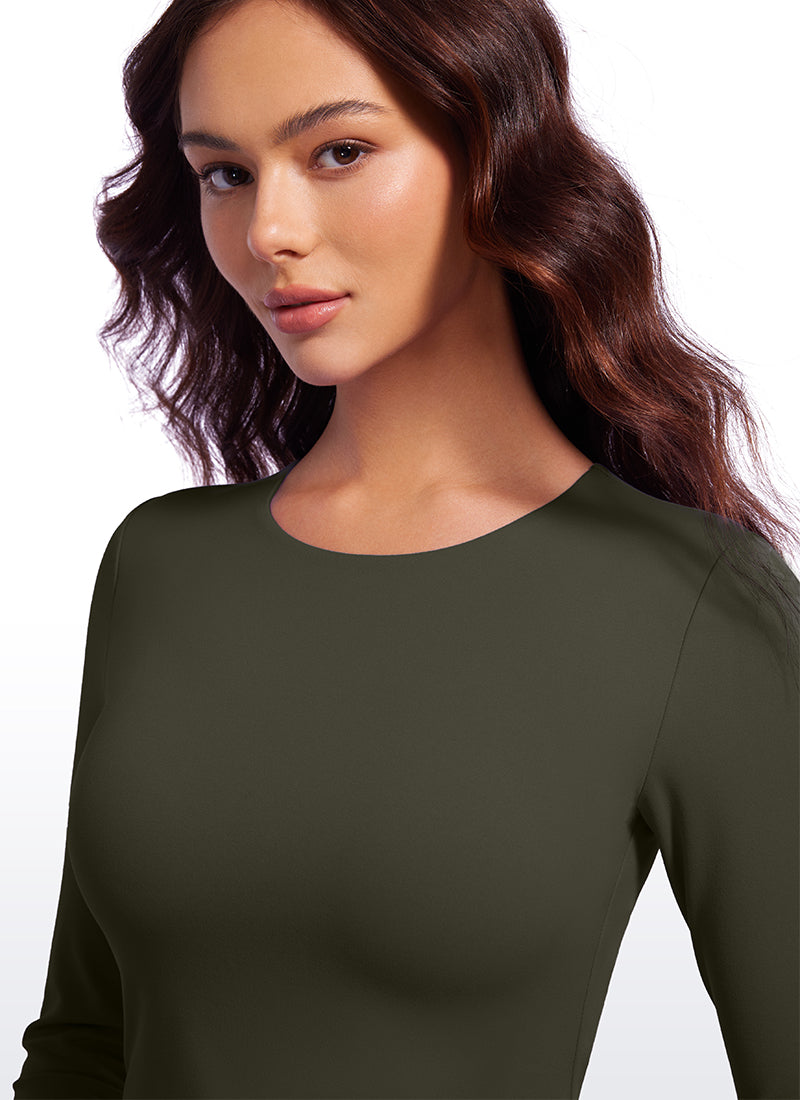 CRZ YOGA Butterluxe Camiseta Recortada de Mangas Largas para Mujer Verde Oliva