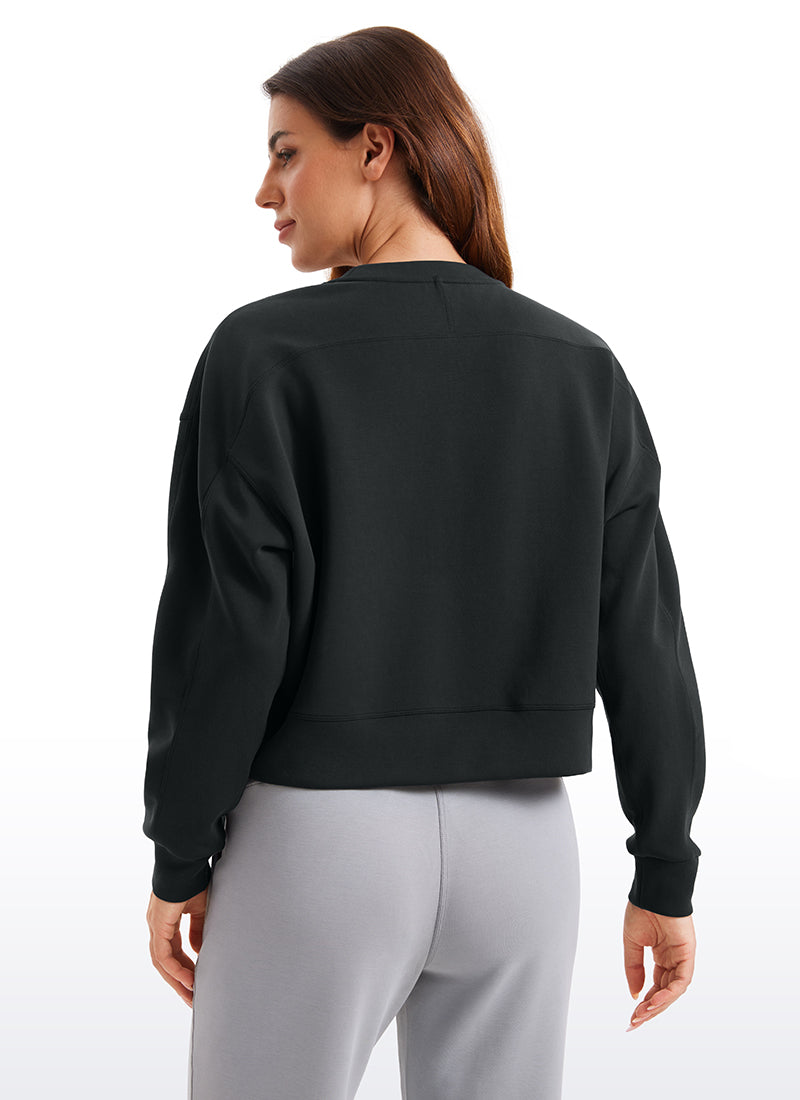 CRZ YOGA SoftAura Sudadera Básica de Cuello Redondo para Mujer Negro