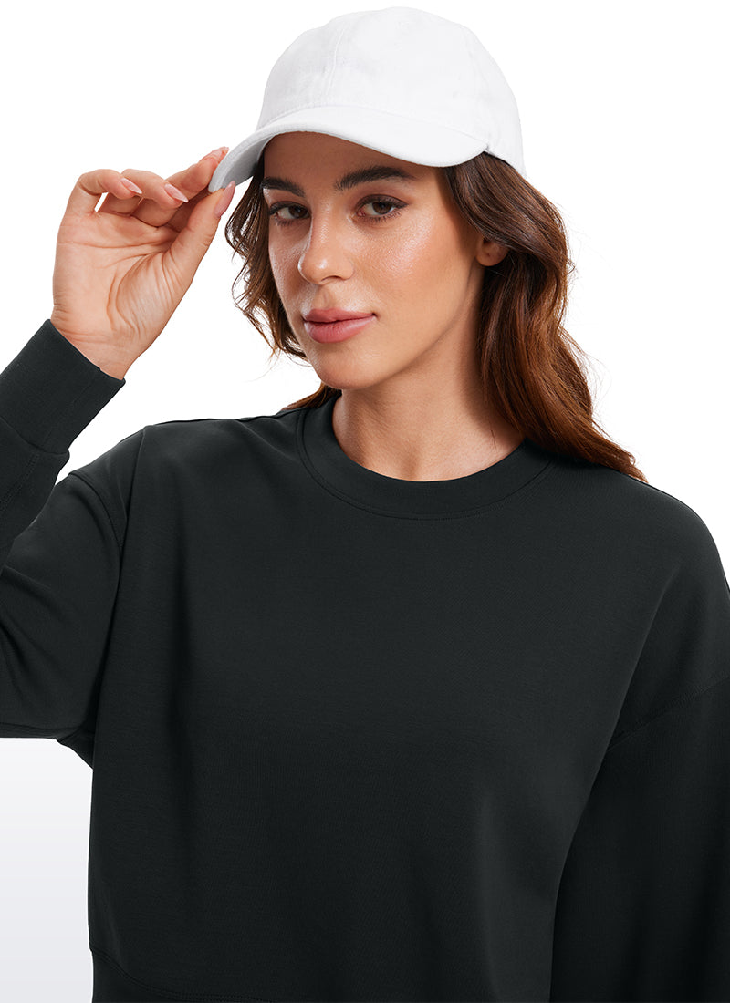 CRZ YOGA SoftAura Sudadera Básica de Cuello Redondo para Mujer Negro