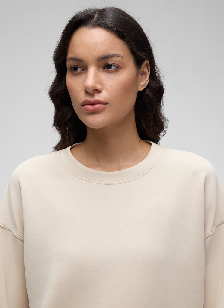 CRZ YOGA SoftAura Sudadera Básica de Cuello Redondo para Mujer Verde Bosque Oscuro