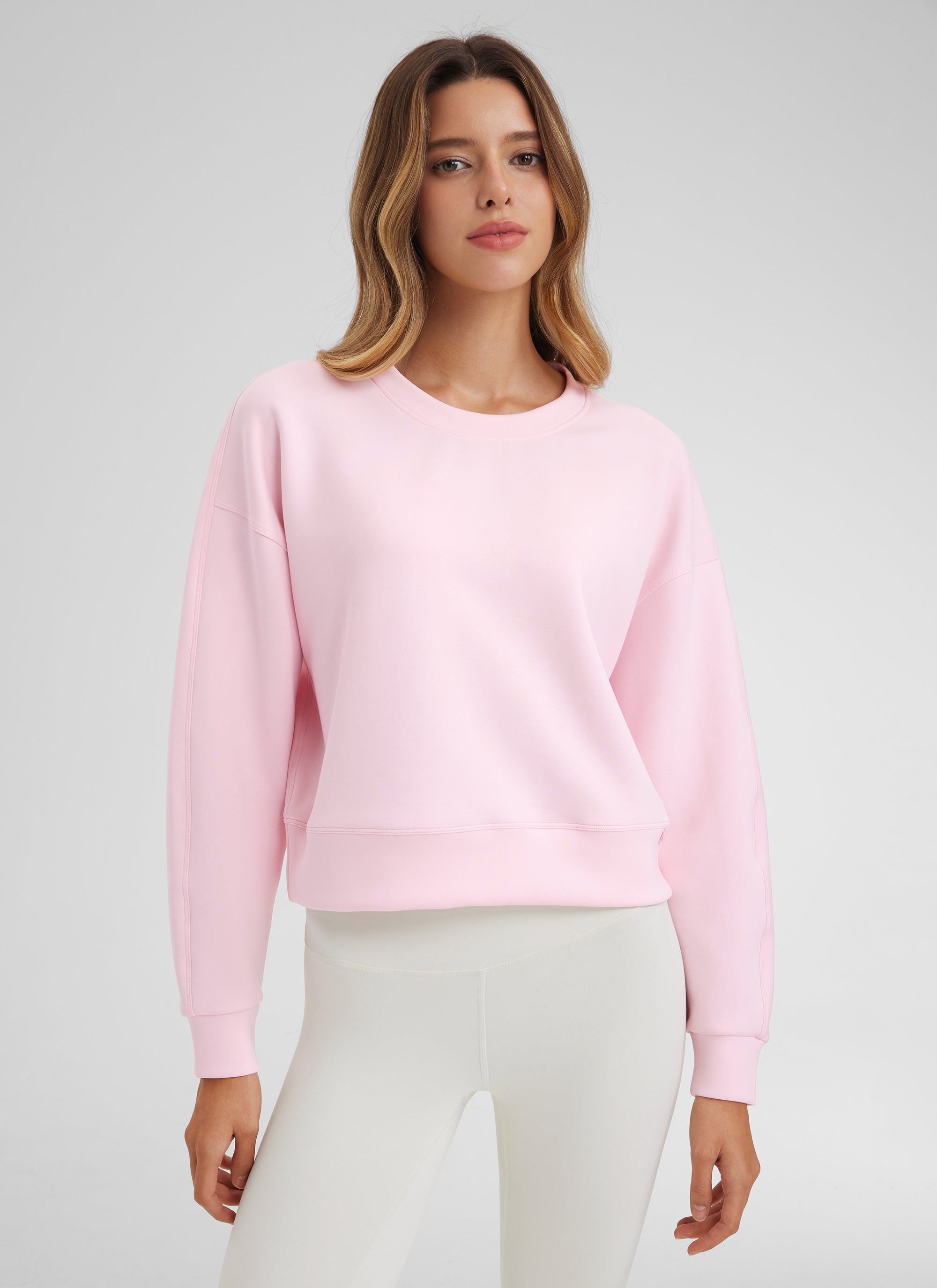 CRZ YOGA SoftAura Sudadera Básica de Cuello Redondo para Mujer Marrón Fudge Caliente