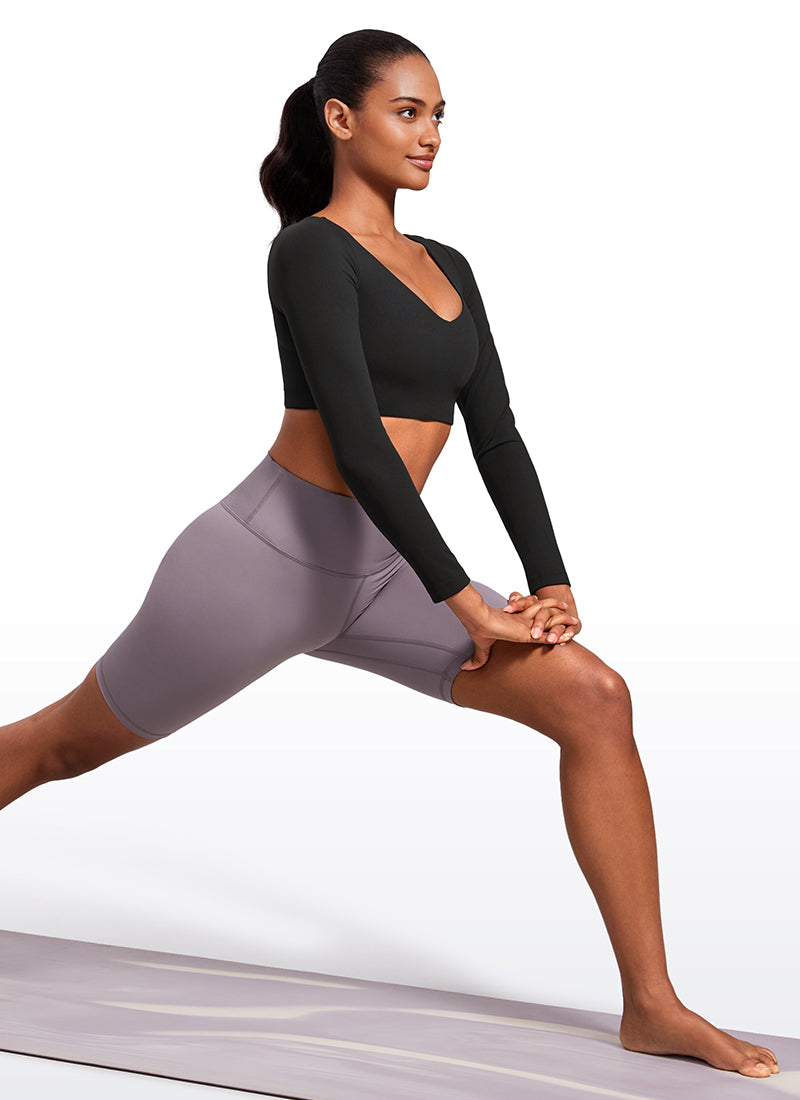 CRZ YOGA Mujeres Butterluxe Manga Larga con Escote en V de Doble Capa Negro