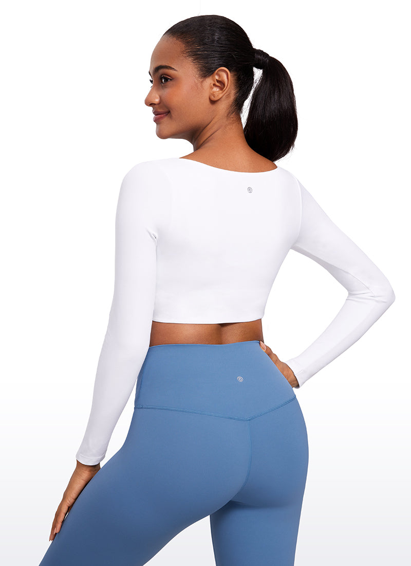 CRZ YOGA Mujeres Butterluxe Manga Larga con Escote en V de Doble Capa blanco