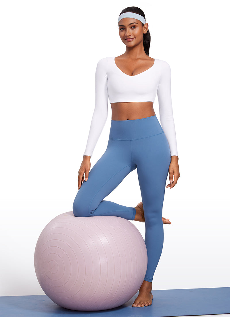 CRZ YOGA Mujeres Butterluxe Manga Larga con Escote en V de Doble Capa blanco